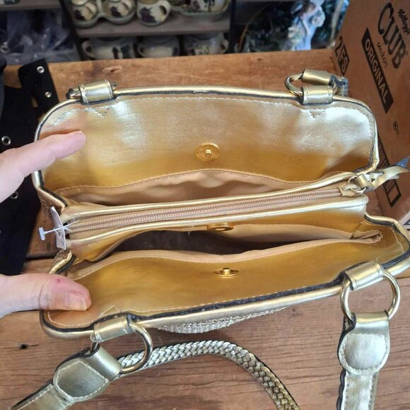 Source Unknown Gold and Tan Woven Bag - Picture 3 of 9